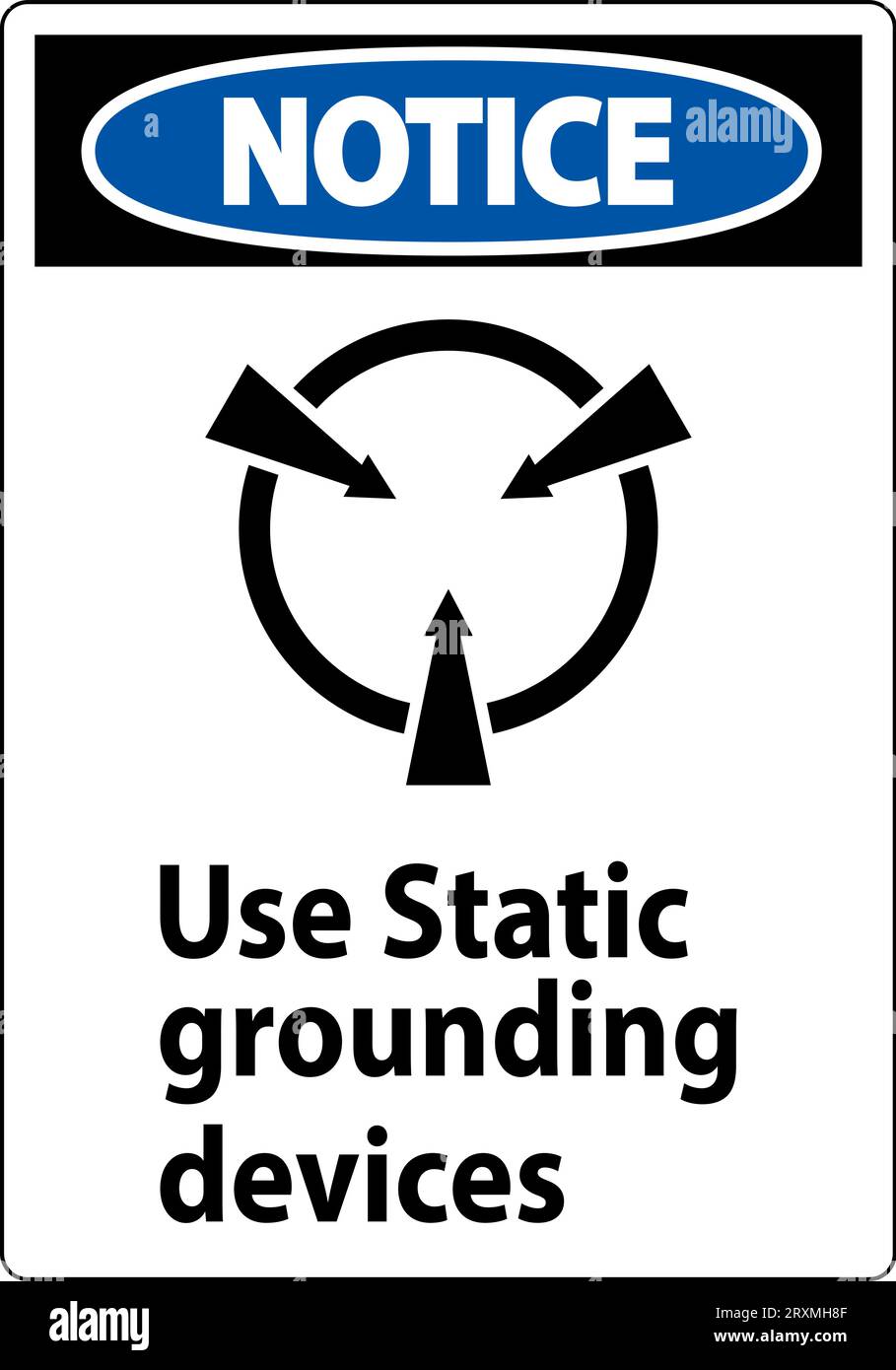 Notice Sign Use Static Grounding Devices Stock Vector