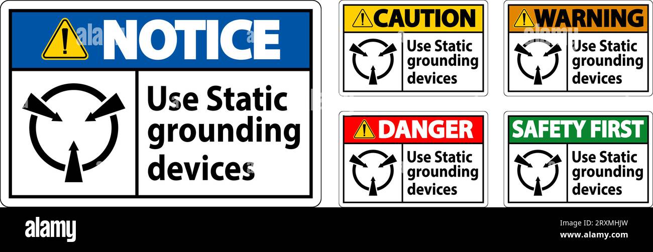 Warning Sign Use Static Grounding Devices Stock Vector