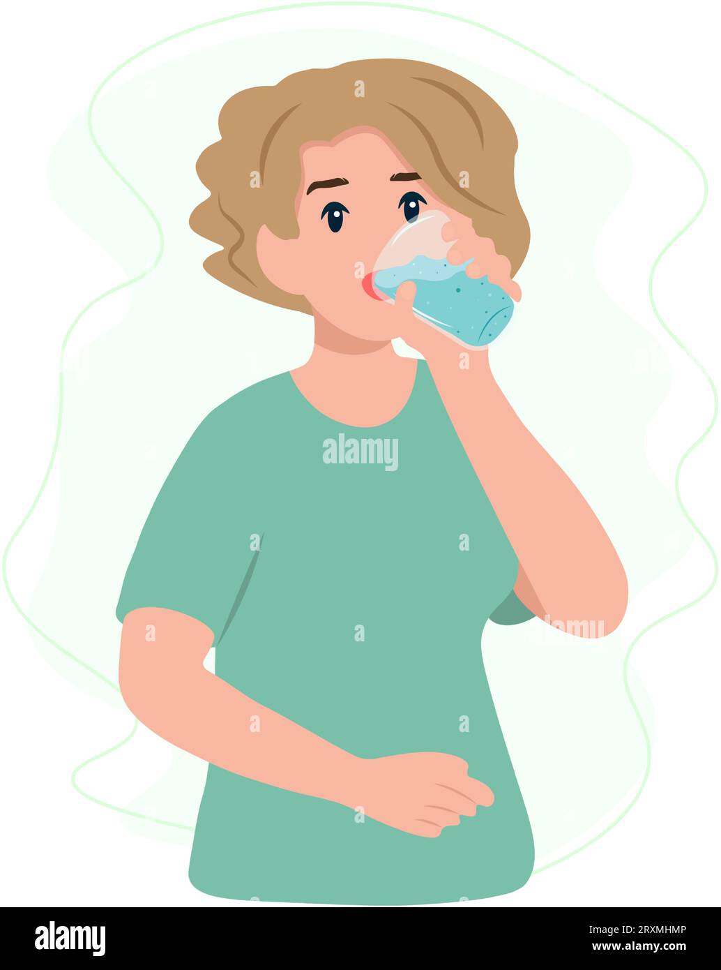 Woman drinking a fresh glass of water. Healthy and Sustainable