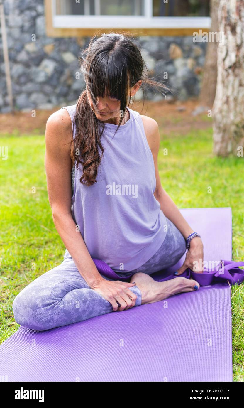 Mature woman barefoot outdoors hi-res stock photography and images - Alamy