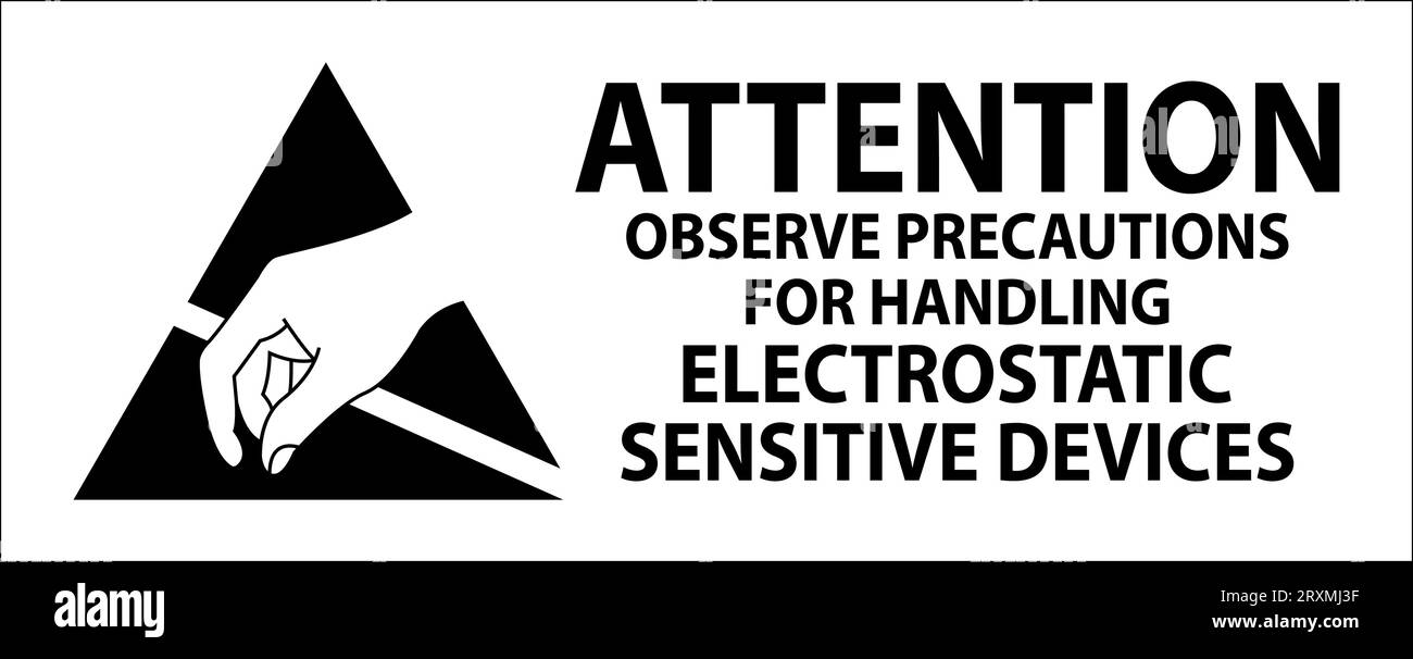 AntiStatic Labels Attention Observe Precautions for Handling Stock