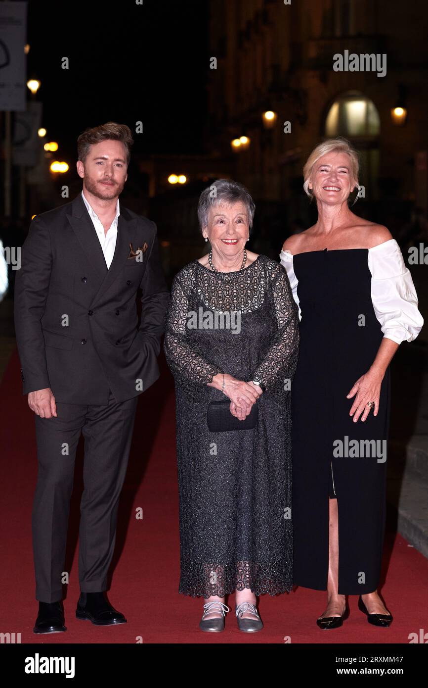 SAN SEBASTIAN, SPAIN - SEPTEMBER 22: Maria Galiana, Ana Duato, and Pablo River at photocall for premiere serie''Cuentame como paso'' during the 71th San Sebastian Film Festival in San Sebastian, Spain, on Sunday, 24 September, 2023. (Photo by Yurena Paniagua/COOLMedia/NurPhoto) Credit: NurPhoto SRL/Alamy Live News Stock Photo
