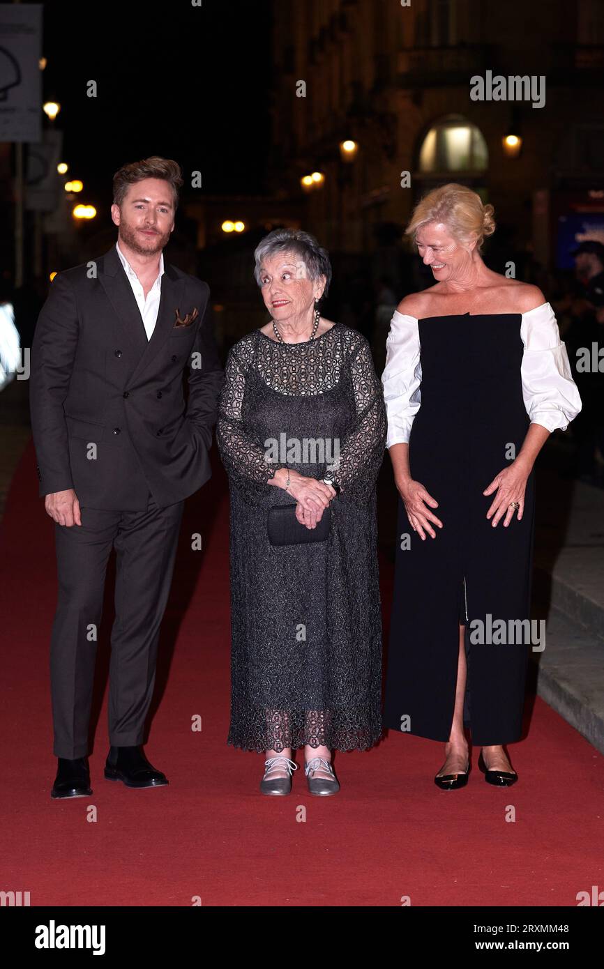 SAN SEBASTIAN, SPAIN - SEPTEMBER 22: Maria Galiana, Ana Duato, and Pablo River at photocall for premiere serie''Cuentame como paso'' during the 71th San Sebastian Film Festival in San Sebastian, Spain, on Sunday, 24 September, 2023. (Photo by Yurena Paniagua/COOLMedia/NurPhoto) Credit: NurPhoto SRL/Alamy Live News Stock Photo