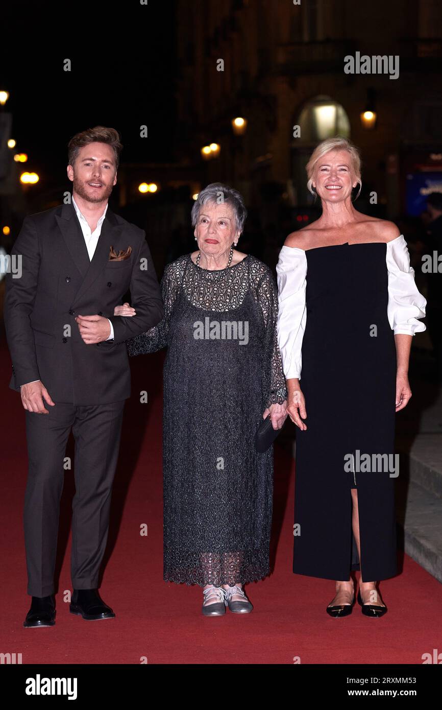 SAN SEBASTIAN, SPAIN - SEPTEMBER 22: Maria Galiana, Ana Duato, and Pablo River at photocall for premiere serie''Cuentame como paso'' during the 71th San Sebastian Film Festival in San Sebastian, Spain, on Sunday, 24 September, 2023. (Photo by Yurena Paniagua/COOLMedia/NurPhoto) Credit: NurPhoto SRL/Alamy Live News Stock Photo