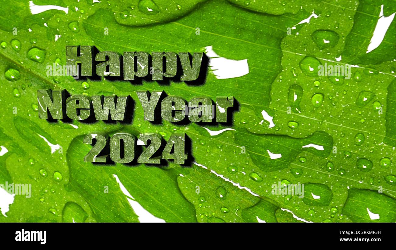 Happy new year 2024 with nature leaf background Stock Photo Alamy