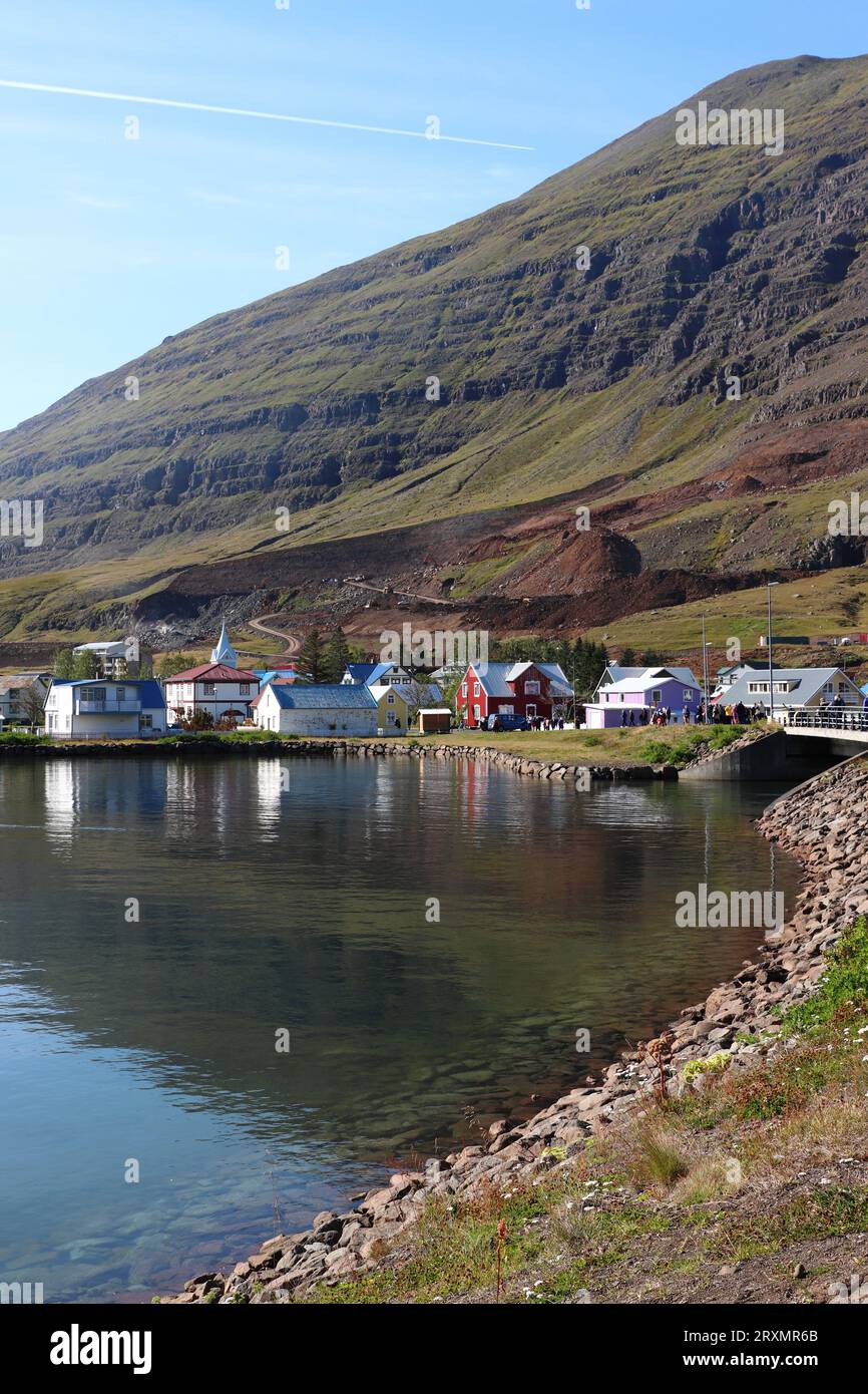 The small town of Seydisfjordur, in eastern Iceland Stock Photo