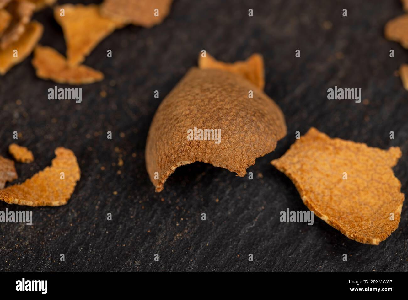 Tamarind Empty Shell the shell of the peeled tamarind fruit on the table, a close-up of the ...