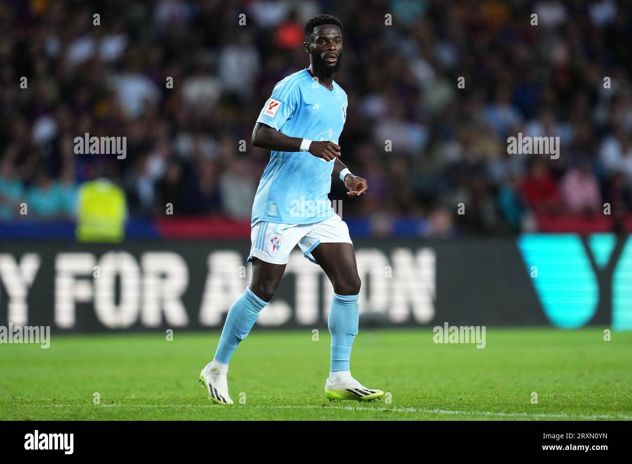 Jonathan Bamba of RC Celta during the La Liga EA Sports match between FC Barcelona and RC Celta played at Lluis Companys Stadium on September 23, 2023 in Barcelona, Spain. (Photo by Bagu Blanco / PRESSINPHOTO) Stock Photo