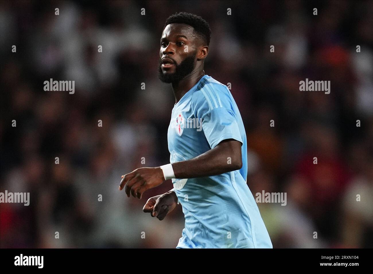 Jonathan Bamba of RC Celta during the La Liga EA Sports match between FC Barcelona and RC Celta played at Lluis Companys Stadium on September 23, 2023 in Barcelona, Spain. (Photo by Bagu Blanco / PRESSINPHOTO) Stock Photo
