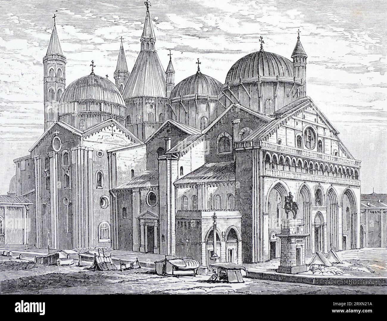 Church of St Anthony in Padua, Italy in the 19th century. Engraving from Lives of the Saints by Sabin Baring-Gould published in 1897. Stock Photo