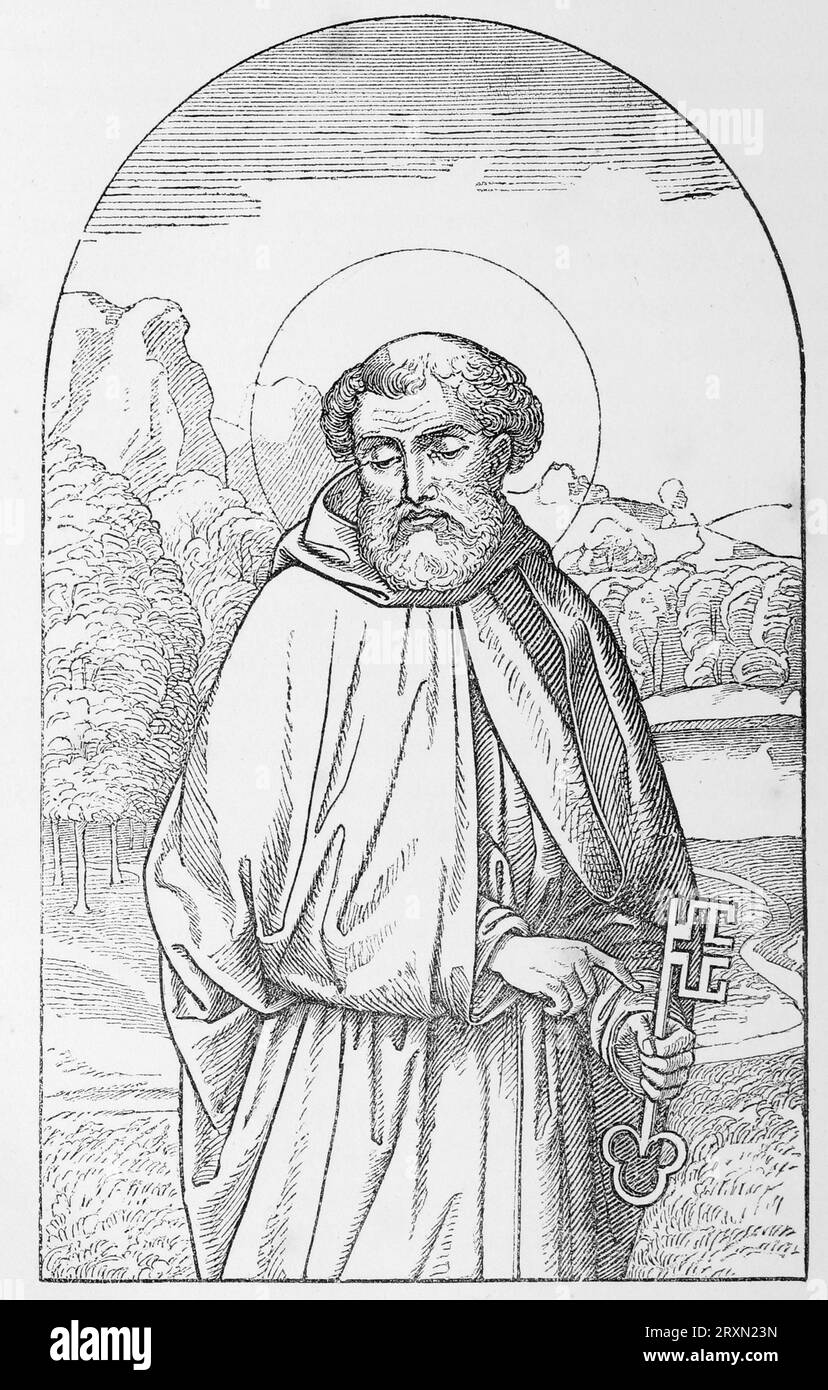 St Peter. Engraving from Lives of the Saints by Sabin Baring-Gould published in 1897. Stock Photo