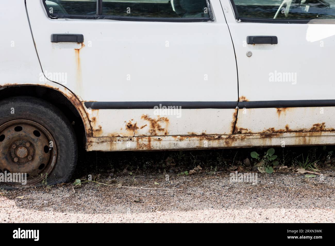 Corrosion, rust on the car body. car with rust. The concept of harm