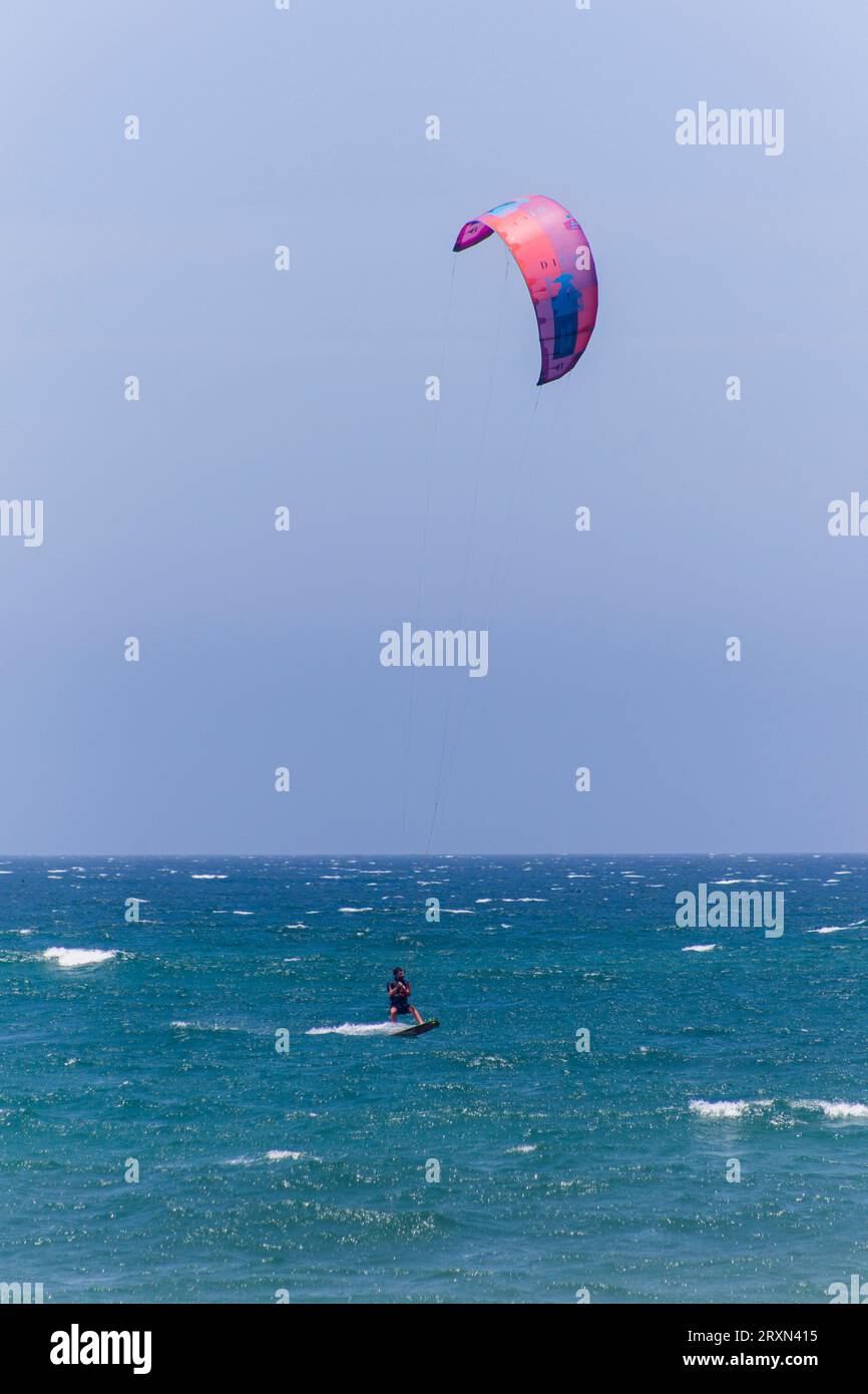 kitesurf at Praia da Foz do Lizandro Ericeira Portugal Stock Photo