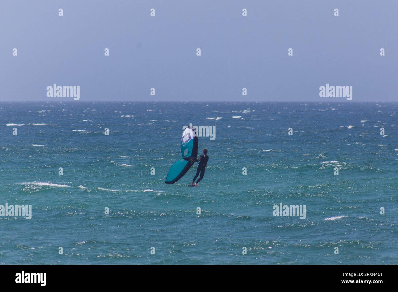 kitesurf at Praia da Foz do Lizandro Ericeira Portugal Stock Photo