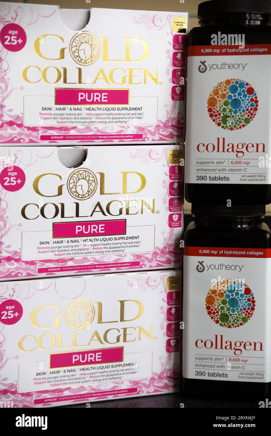 Collagen supplements a possible remedy against the ageing process Stock Photo