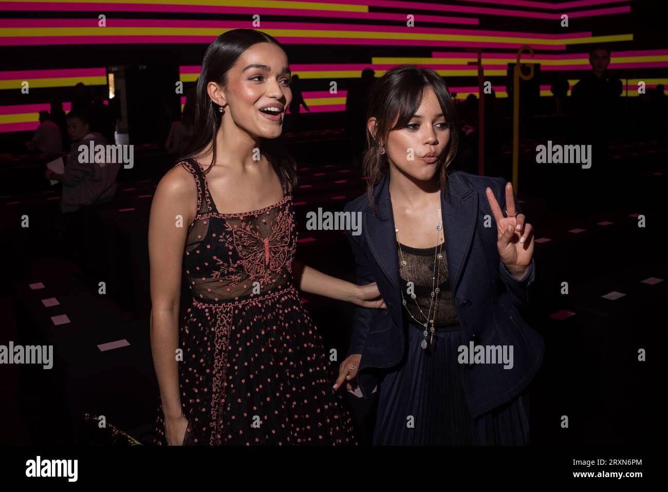 Jenna Ortega and Rachel Zegler attend the Christian Dior Spring/Summer 2024 womenswear