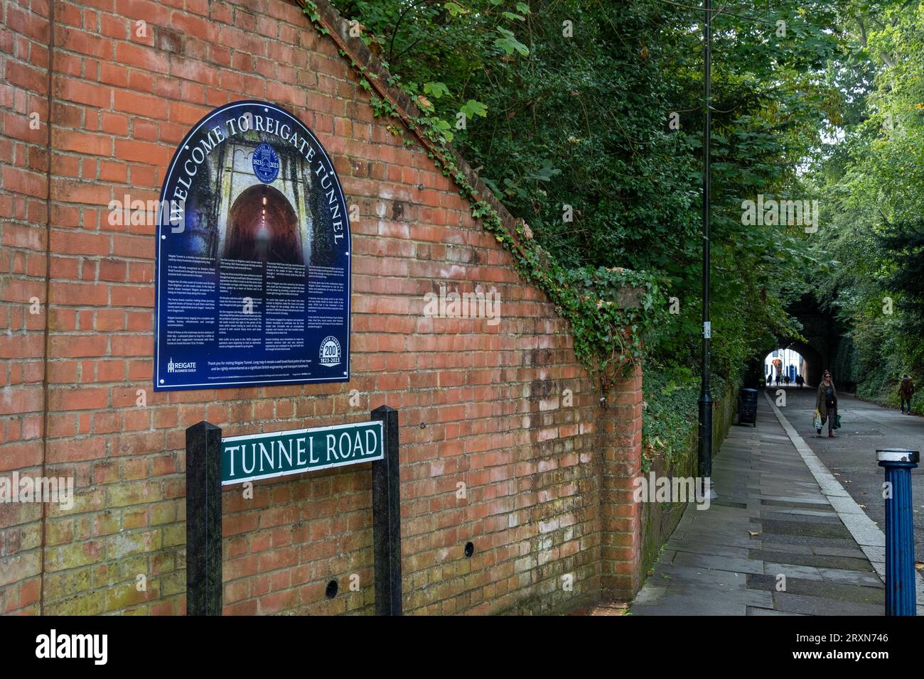 Reigate, Surrey, UK- September 26, 2023: Reigate Tunnel Road under the Castle grounds leading from the train station to the high street Stock Photo