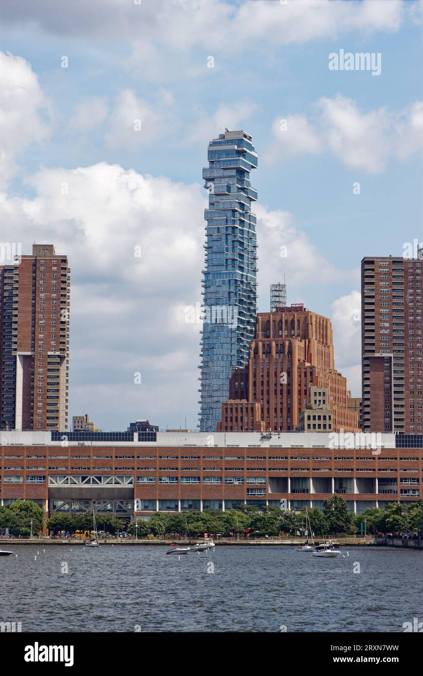 56 Leonard Street, aka Jenga Building, is a Herzog & de Meuron residential design completed in 2017; condos there are among the priciest in NYC. Stock Photo