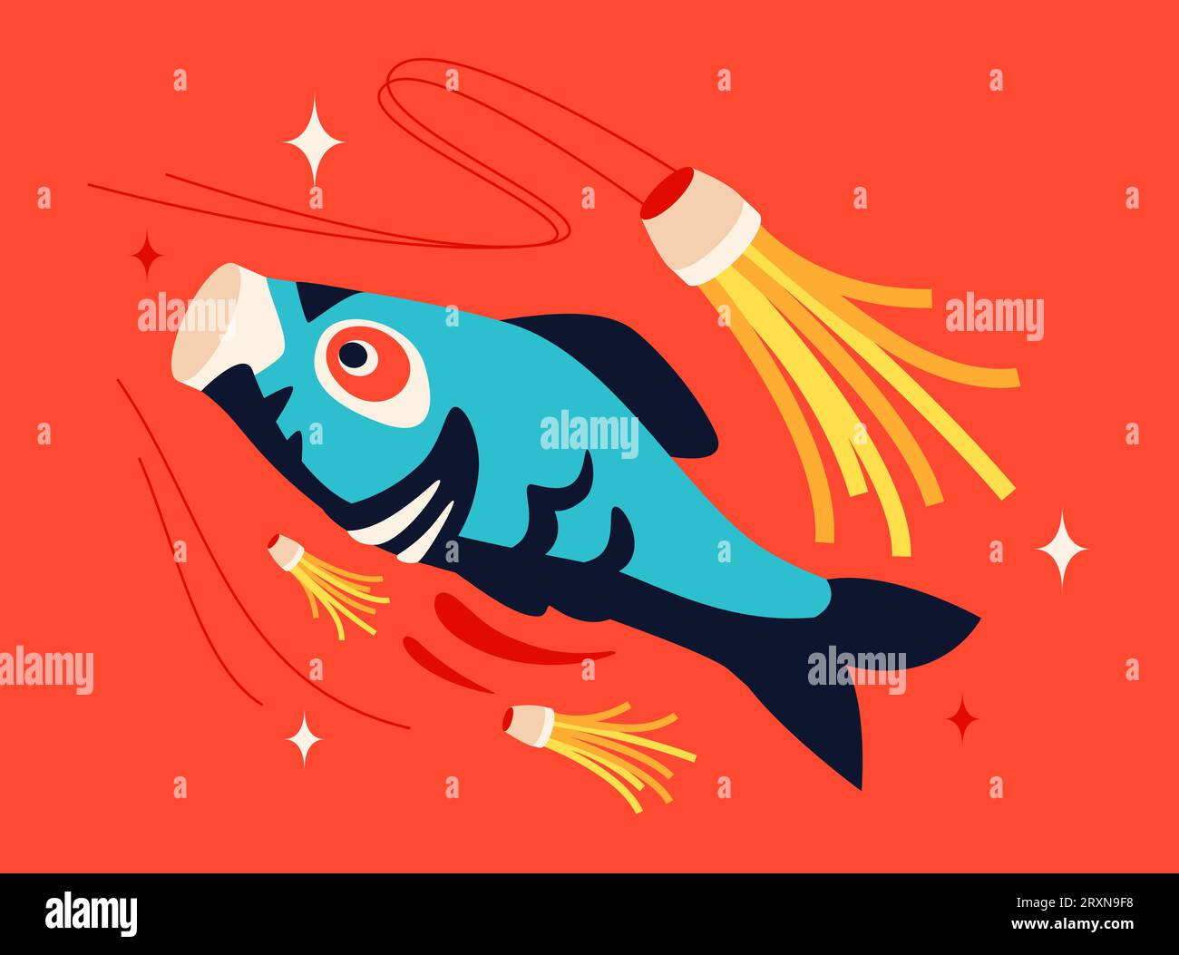 Japanese decoration in the fish form- modern colored vector illustration Stock Vector