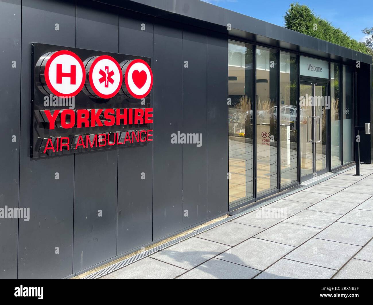 A general view of Yorkshire Air Ambulance base at Nostell, near Wakefield, as one of their crew members Alex Clark has described how he feared for his sight after he was hit in the eye by a laser in the latest act of 'senseless stupidity'. Alex was sitting next to the pilot when he suffered a burn to his eye as the Yorkshire Air Ambulance flew over Bradford on Friday. Stock Photo