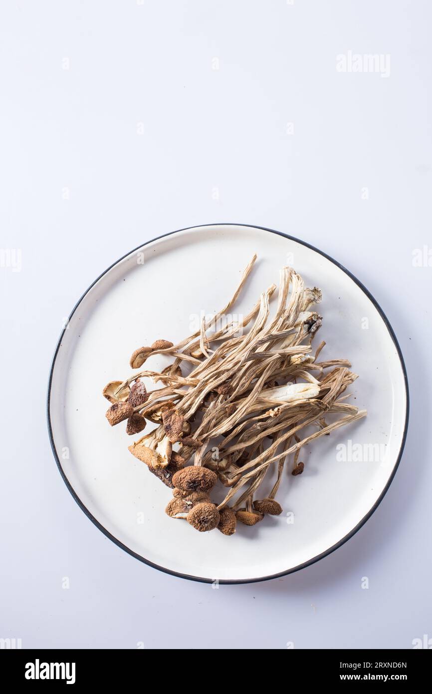 Dried velvet mushrooms, dry goods Stock Photo Alamy