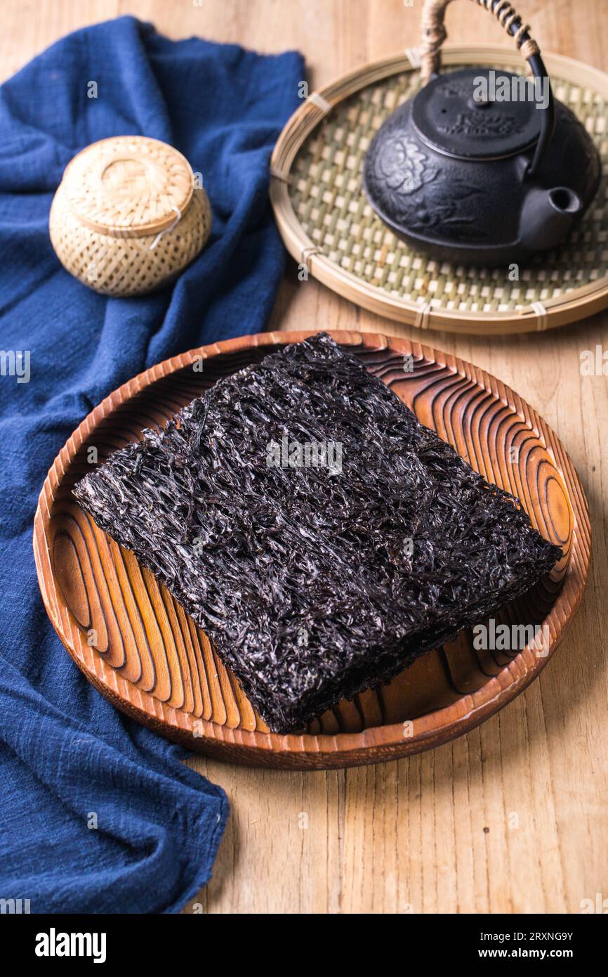 Nori leaves. Crunchy dried seaweed. china traditional cuisine, dried