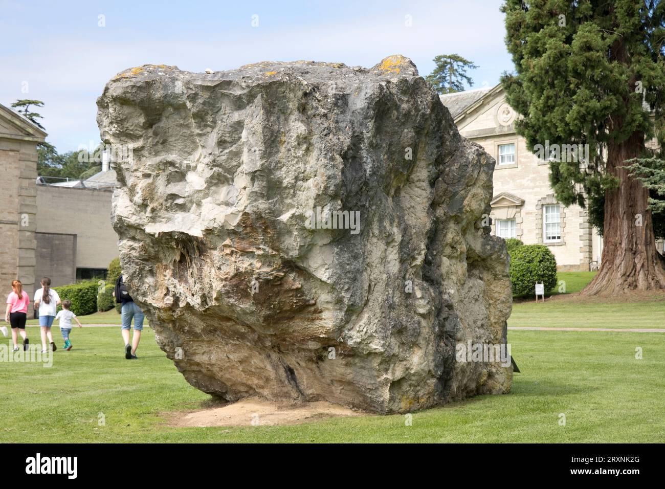 Rock sculpture at Compton Verney 18th Century manor house now an independant national art gallery and lake set in a Capability Brown landscape near Ki Stock Photo