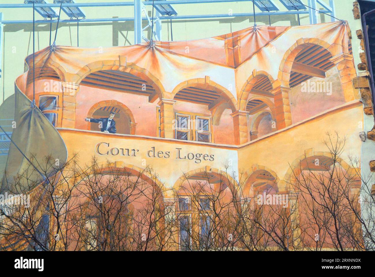 Mural Cour des Loges, Lyon, Rhone Valley, France Stock Photo
