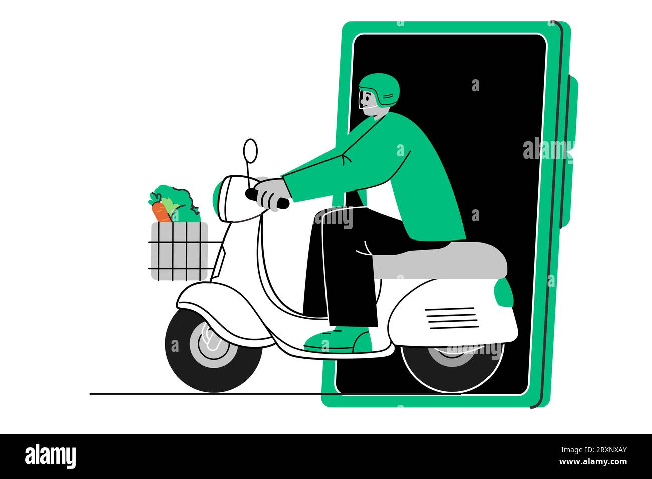 Smartphone mobile apps application order motorcycle delivery man