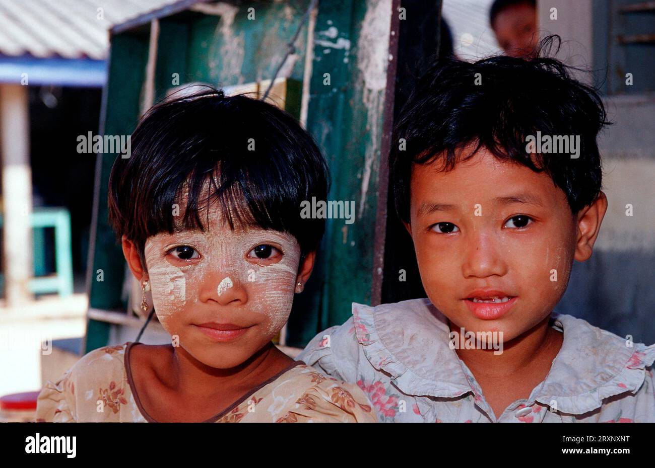 Girls with face pack, Kawthaung, Burma, Myanmar, Girls with face paint