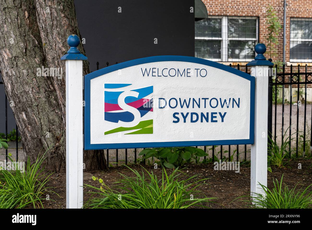 Sydney, Nova Scotia - Aug. 17, 2023: Welcome to Downtown Sydney sign. Stock Photo