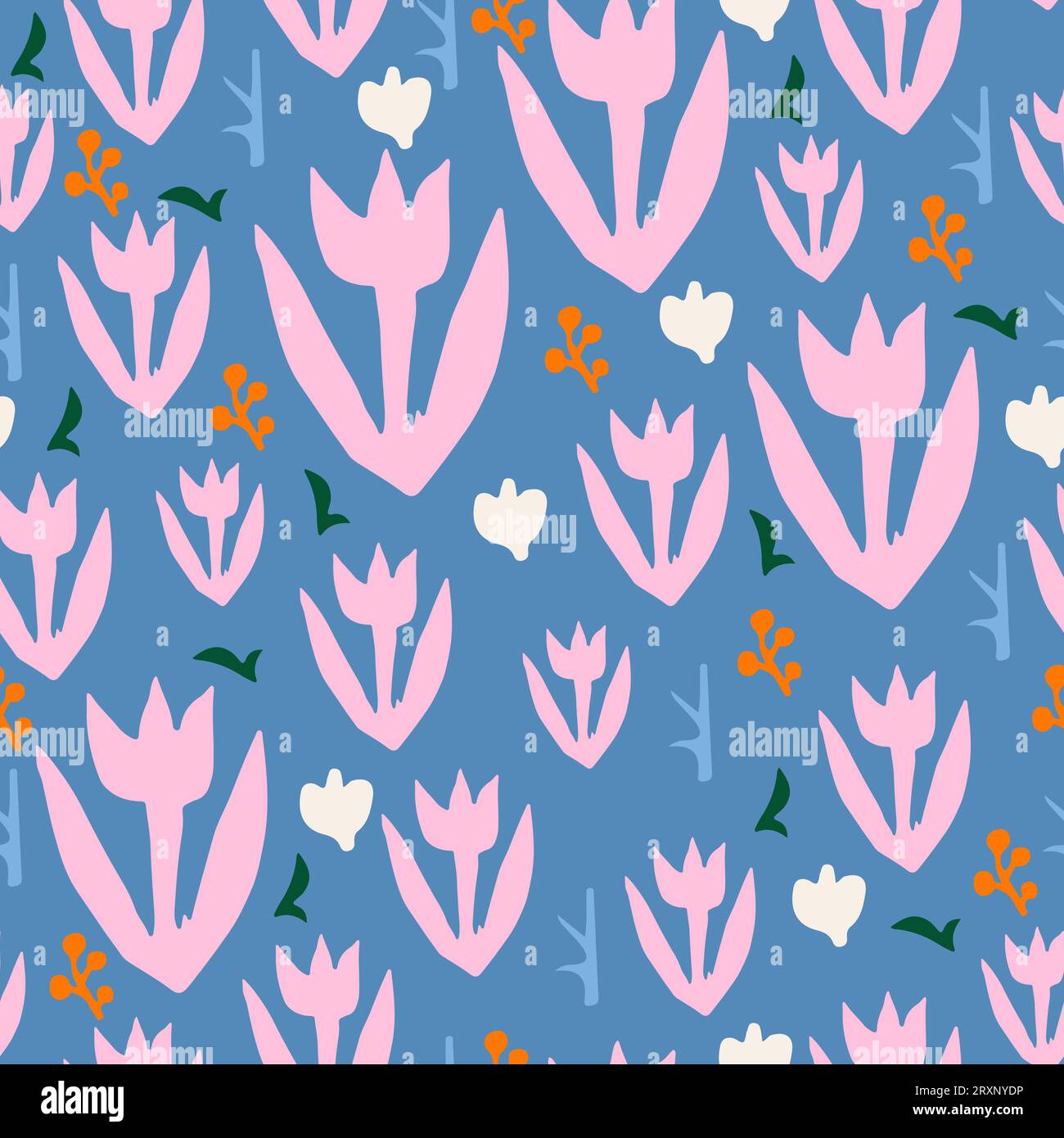 Hand drawn trendy floral seamless pattern illustration Stock Vector ...