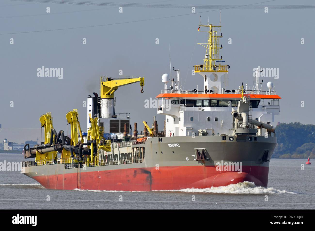 Hopper Dredger MEDWAY operating at the river Elbe Stock Photo Alamy