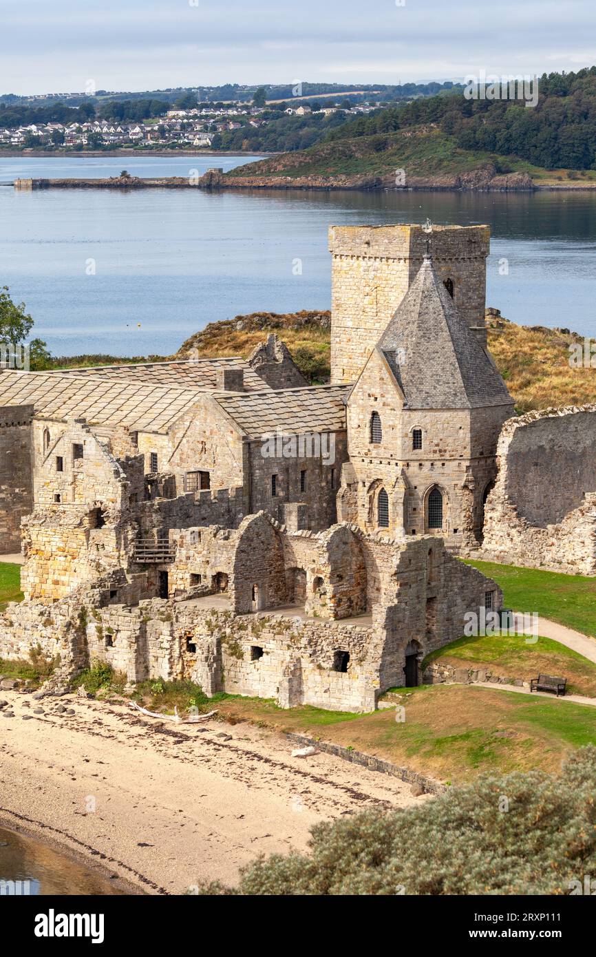 Inchcolm Abbey on Inchcolm Island, Firth of Forth, Scotland Stock Photo