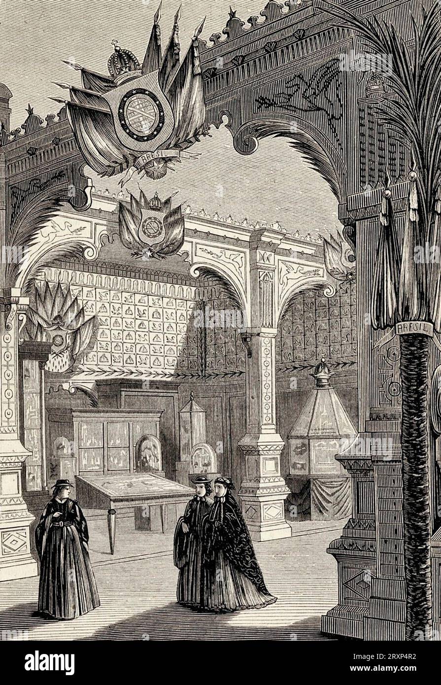 Brazilian exhibit at the 1867 Exposition Universelle, Paris - Brazilian exhibition, at the Campo de Marte Palace Stock Photo