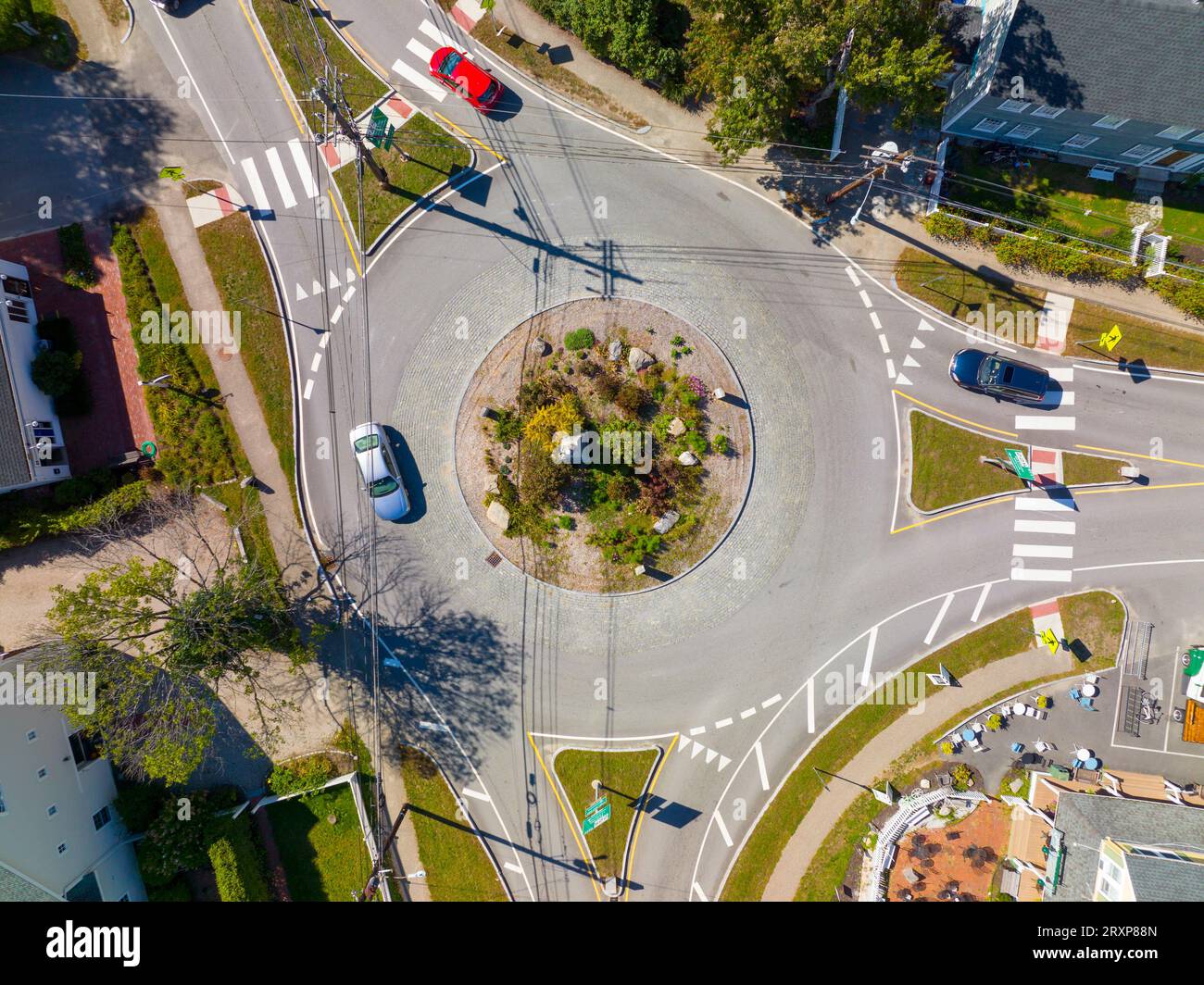 Carlisle historic town center aerial view on Lowell Street at Concord