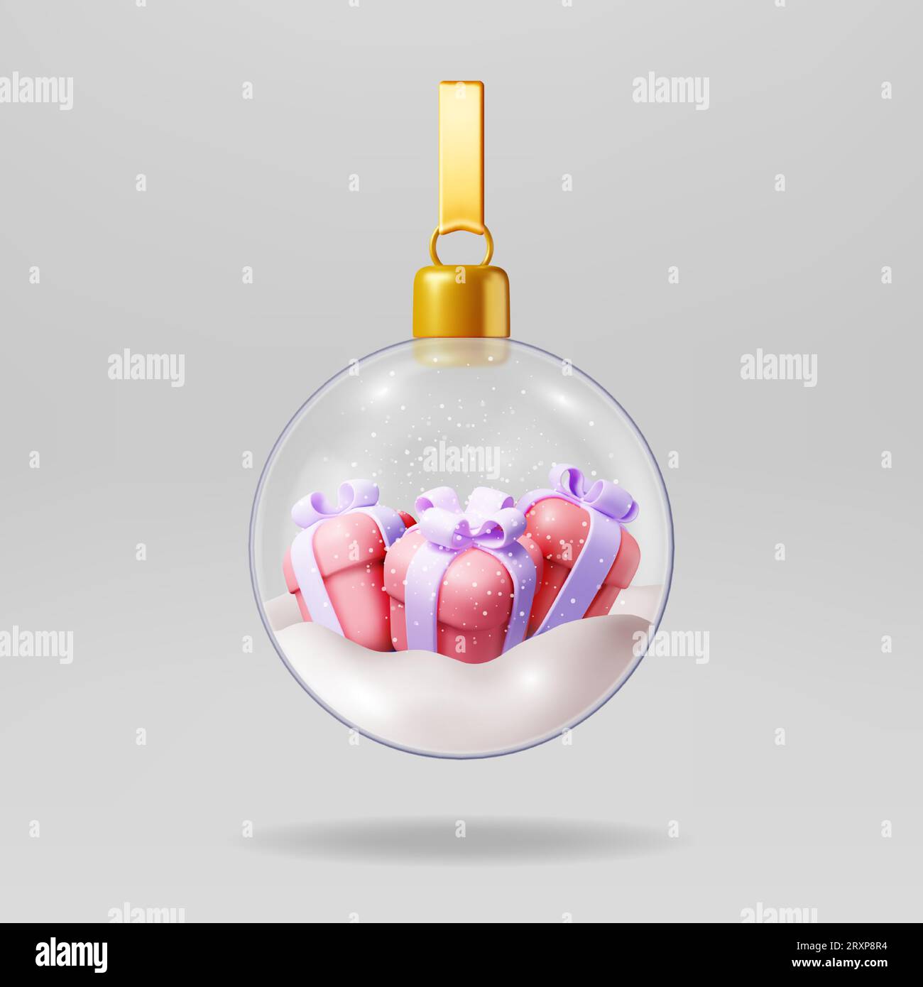 3D Glass Christmas Snow Ball with Gift Boxes Stock Vector Image & Art ...