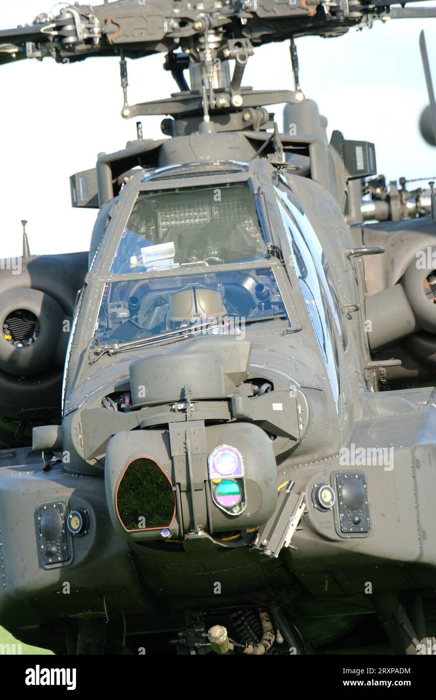 Army Air Corp AH-64 Apache AH1 battlefield attack helicopter based at Wattisham Suffolk UK seen in September 2023 Stock Photo