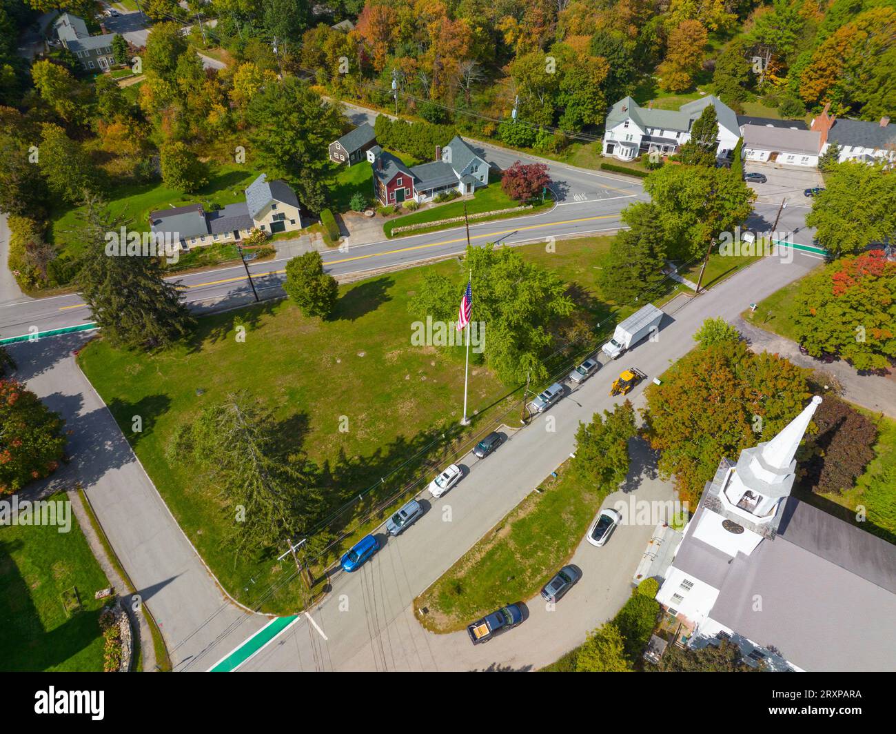 Carlisle historic town center aerial view including First Religious