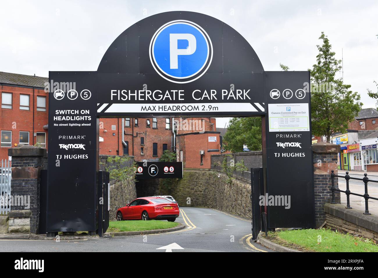 Entrance to the Fishergate car park in Preston Stock Photo Alamy