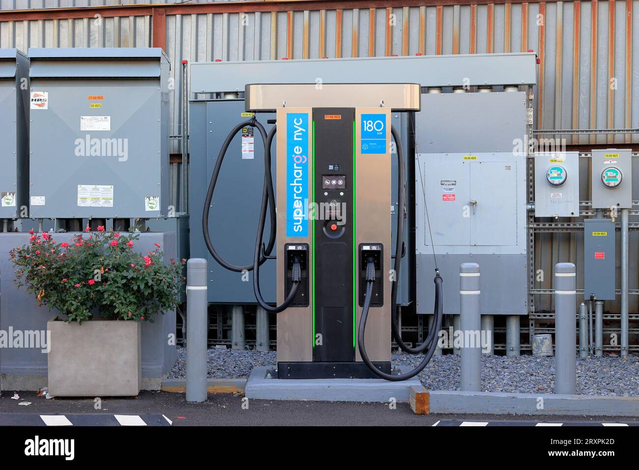A 180 KW electric vehicle supercharger located at Microgrid Networks