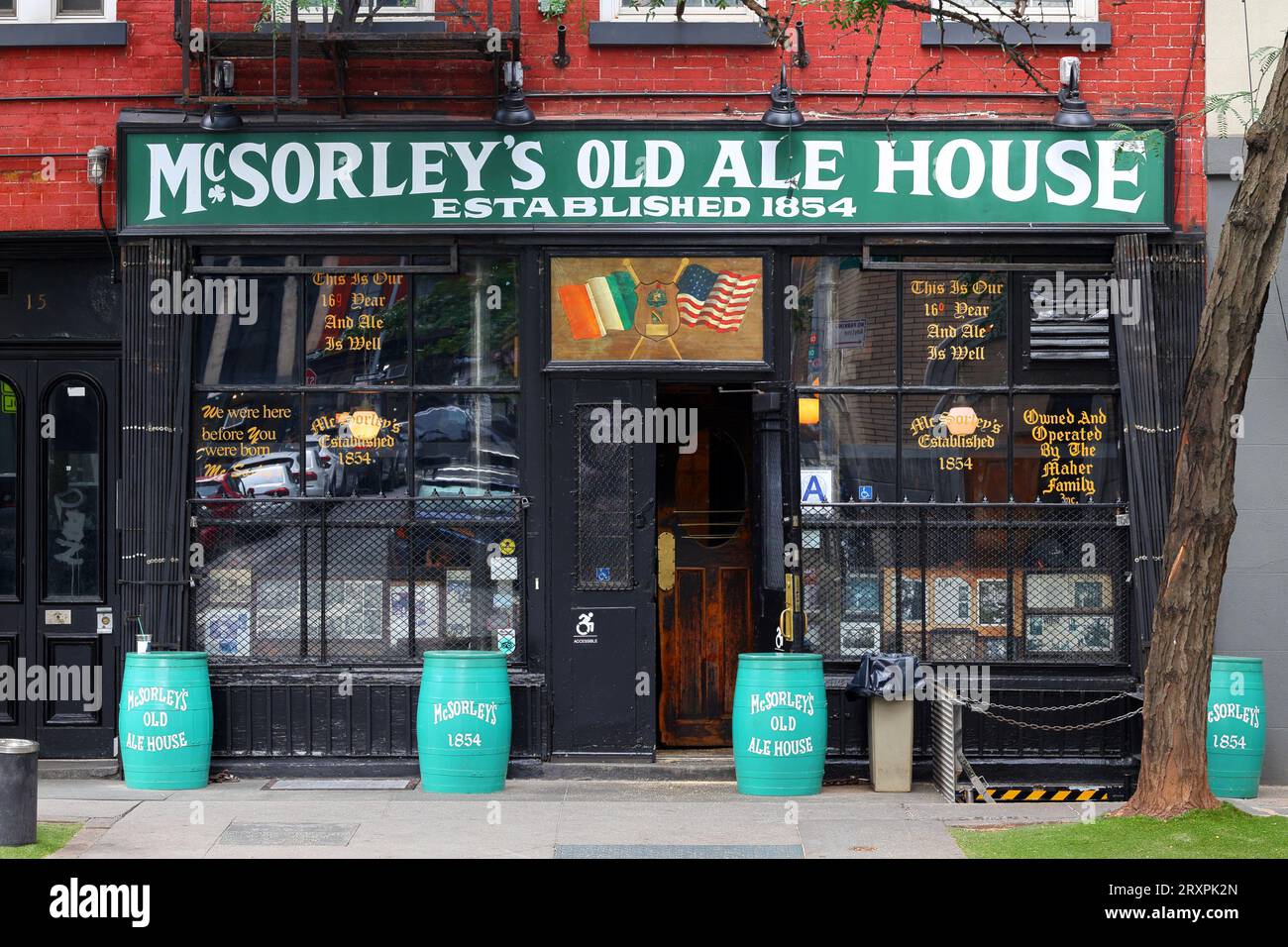 McSorley's Old Ale House, 15 E 7th St, New York. NYC storefront photo of a storied Irish bar in Manhattan's East Village neighborhood. Stock Photo