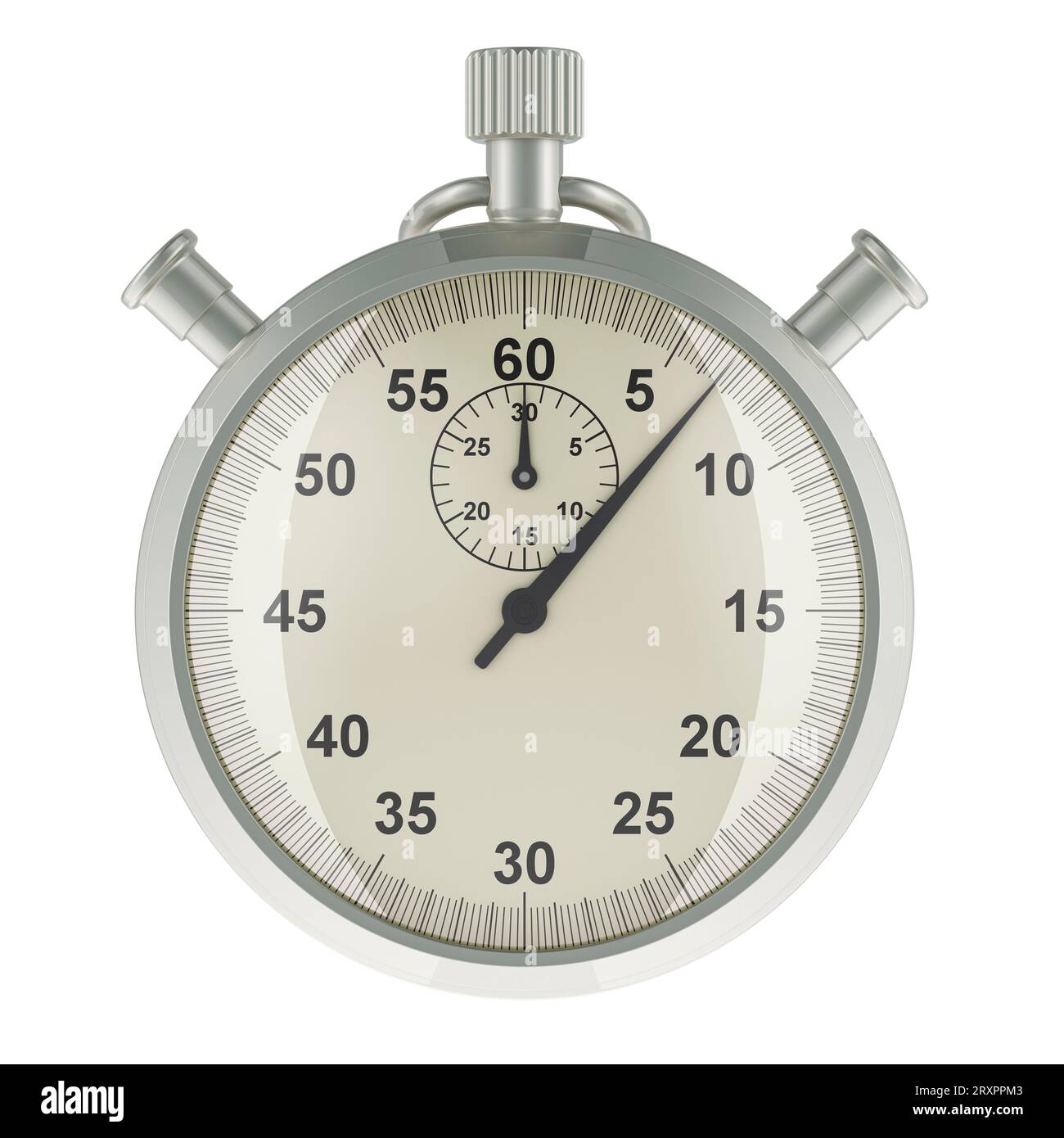 Silver Stopwatch, 3D rendering isolated on white background Stock Photo ...