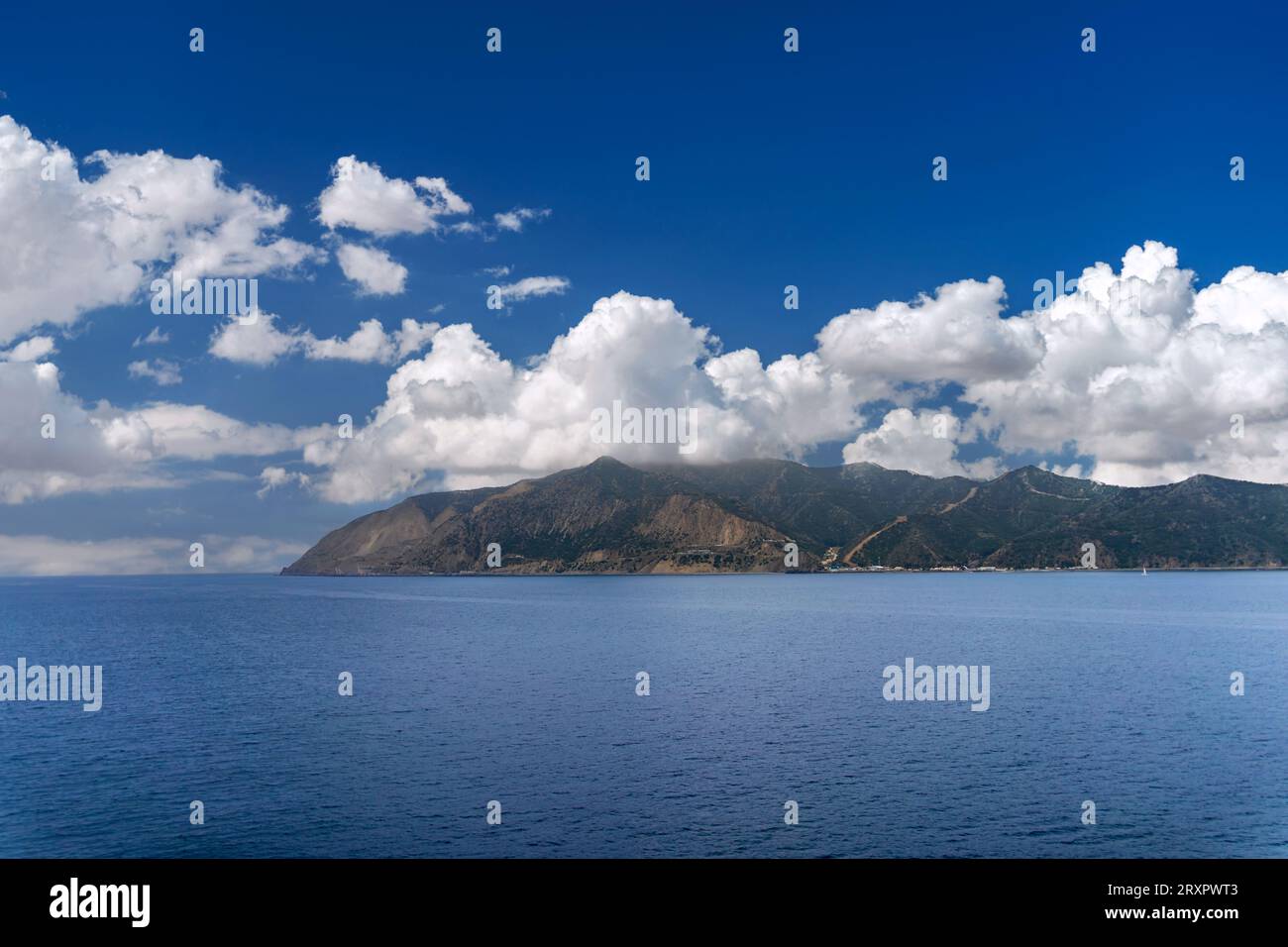 View of Santa Catalina Island off the coast of Southern California Stock Photo