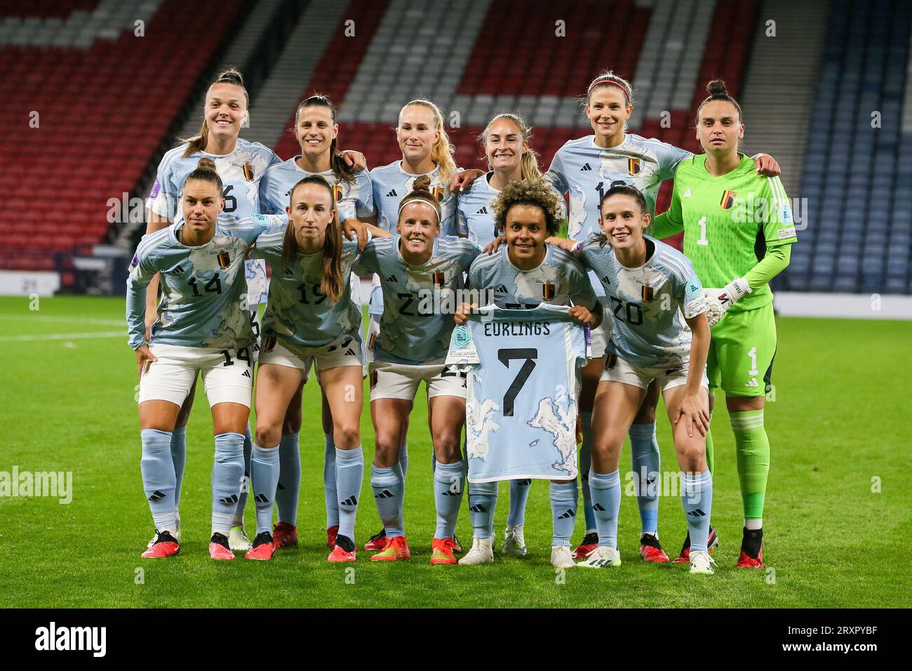 26 Sept 23, Glasgow, UK. In the first home fixture for Scotland in the new UEFA Women's Nations League, Scotland's play Belgium at Hampden Park, Glasgow, Scotland, UK. Credit: Findlay/Alamy Live News Stock Photo
