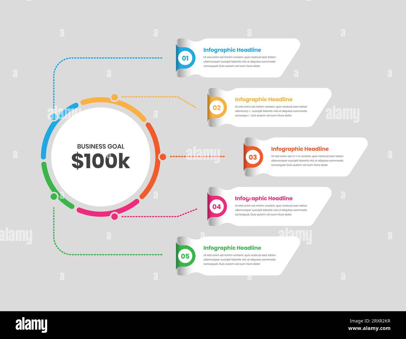 Business goal presentation five point strategy overview infographic ...