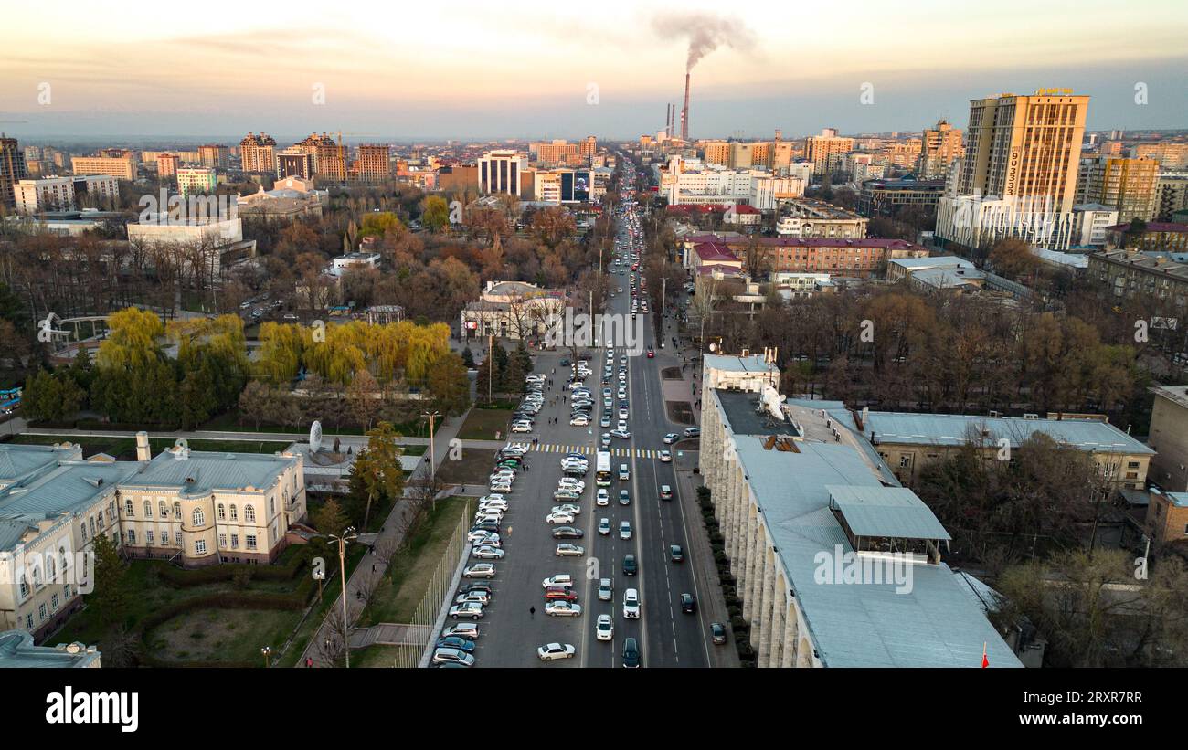 Aerial View Of Bishkek City Kyrgyzstan During Sunset Stock Photo Alamy   Aerial View Of Bishkek City Kyrgyzstan During Sunset 2RXR7RR 