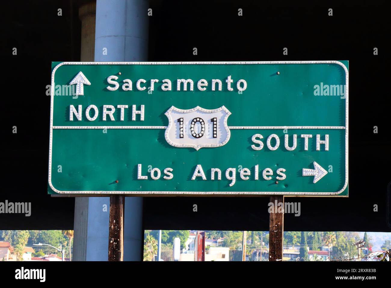 Los angeles california us 101 freeway entrance sign stock photo alamy