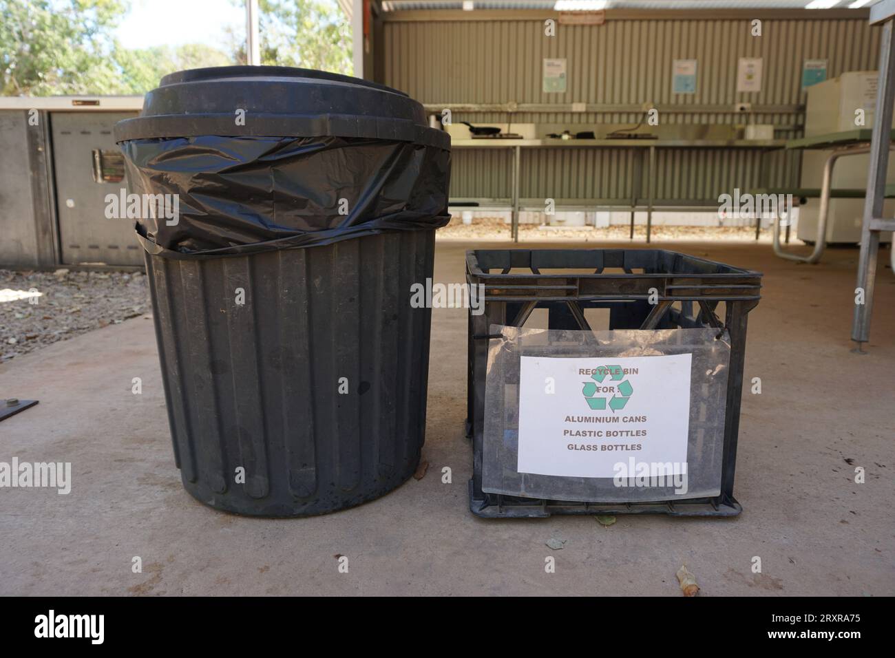 rubbish bin, garbage can and recycle bin for recycling aluminium cans