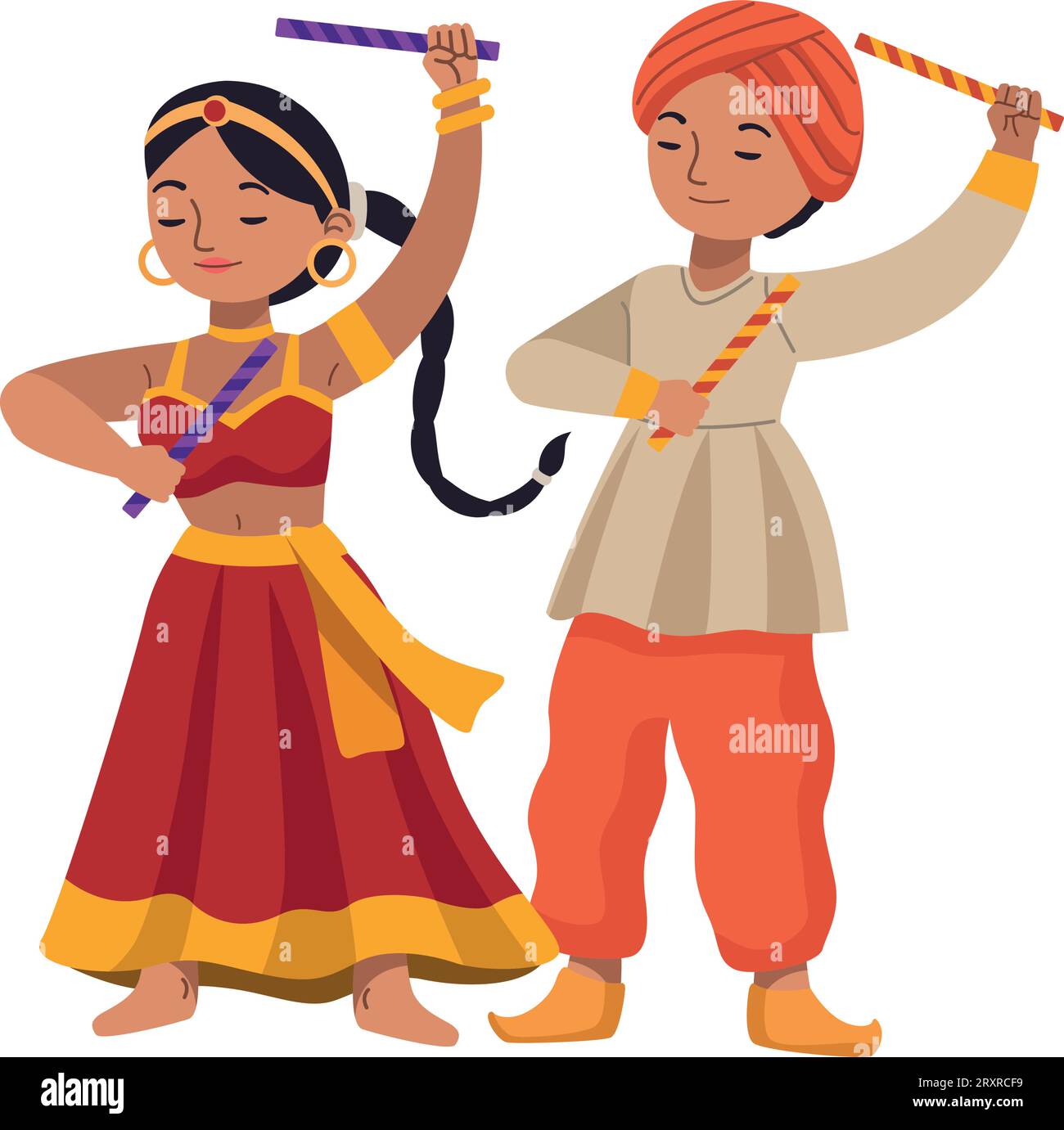 Indian dancers in traditional dress Stock Vector Images Alamy